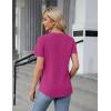 imageBlooming Jelly Womens Dressy Casual Blouses Business Work Tops Short Sleeve V Neck Pleated T Shirts 2024 Summer OutfitsHot Pink