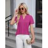 imageBlooming Jelly Womens Dressy Casual Blouses Business Work Tops Short Sleeve V Neck Pleated T Shirts 2024 Summer OutfitsHot Pink