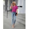 imageBlooming Jelly Womens Dressy Casual Blouses Business Work Tops Short Sleeve V Neck Pleated T Shirts 2024 Summer OutfitsHot Pink
