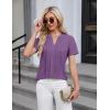 imageBlooming Jelly Womens Dressy Casual Blouses Business Work Tops Short Sleeve V Neck Pleated T Shirts 2024 Summer OutfitsPurple
