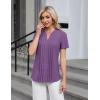 imageBlooming Jelly Womens Dressy Casual Blouses Business Work Tops Short Sleeve V Neck Pleated T Shirts 2024 Summer OutfitsPurple