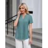 imageBlooming Jelly Womens Dressy Casual Blouses Business Work Tops Short Sleeve V Neck Pleated T Shirts 2024 Summer OutfitsTurquoise
