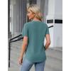 imageBlooming Jelly Womens Dressy Casual Blouses Business Work Tops Short Sleeve V Neck Pleated T Shirts 2024 Summer OutfitsTurquoise
