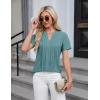 imageBlooming Jelly Womens Dressy Casual Blouses Business Work Tops Short Sleeve V Neck Pleated T Shirts 2024 Summer OutfitsTurquoise