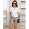 imageBlooming Jelly Womens Dressy Casual Blouses Business Work Tops Short Sleeve V Neck Pleated T Shirts 2024 Summer OutfitsWhite