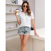 imageBlooming Jelly Womens Dressy Casual Blouses Business Work Tops Short Sleeve V Neck Pleated T Shirts 2024 Summer OutfitsWhite