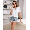 imageBlooming Jelly Womens Dressy Casual Blouses Business Work Tops Short Sleeve V Neck Pleated T Shirts 2024 Summer OutfitsWhite
