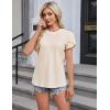 imageBlooming Jelly Womens Dressy Casual Blouses Business Work Tops Summer Short Sleeve Shirts Crew Neck Waffle Kint TshirtsApricot