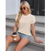 imageBlooming Jelly Womens Dressy Casual Blouses Business Work Tops Summer Short Sleeve Shirts Crew Neck Waffle Kint TshirtsApricot