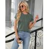 imageBlooming Jelly Womens Dressy Casual Blouses Business Work Tops Summer Short Sleeve Shirts Crew Neck Waffle Kint TshirtsArmy Green