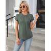 imageBlooming Jelly Womens Dressy Casual Blouses Business Work Tops Summer Short Sleeve Shirts Crew Neck Waffle Kint TshirtsArmy Green