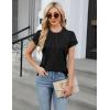 imageBlooming Jelly Womens Dressy Casual Blouses Business Work Tops Summer Short Sleeve Shirts Crew Neck Waffle Kint TshirtsBlack