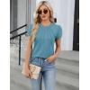imageBlooming Jelly Womens Dressy Casual Blouses Business Work Tops Summer Short Sleeve Shirts Crew Neck Waffle Kint TshirtsBlue