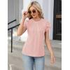 imageBlooming Jelly Womens Dressy Casual Blouses Business Work Tops Summer Short Sleeve Shirts Crew Neck Waffle Kint TshirtsCoral