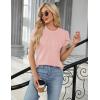 imageBlooming Jelly Womens Dressy Casual Blouses Business Work Tops Summer Short Sleeve Shirts Crew Neck Waffle Kint TshirtsCoral