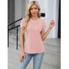 imageBlooming Jelly Womens Dressy Casual Blouses Business Work Tops Summer Short Sleeve Shirts Crew Neck Waffle Kint TshirtsCoral