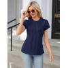 imageBlooming Jelly Womens Dressy Casual Blouses Business Work Tops Summer Short Sleeve Shirts Crew Neck Waffle Kint TshirtsDark Blue