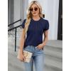 imageBlooming Jelly Womens Dressy Casual Blouses Business Work Tops Summer Short Sleeve Shirts Crew Neck Waffle Kint TshirtsDark Blue
