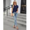 imageBlooming Jelly Womens Dressy Casual Blouses Business Work Tops Summer Short Sleeve Shirts Crew Neck Waffle Kint TshirtsDark Blue