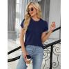 imageBlooming Jelly Womens Dressy Casual Blouses Business Work Tops Summer Short Sleeve Shirts Crew Neck Waffle Kint TshirtsDark Blue