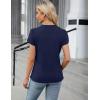 imageBlooming Jelly Womens Dressy Casual Blouses Business Work Tops Summer Short Sleeve Shirts Crew Neck Waffle Kint TshirtsDark Blue