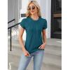 imageBlooming Jelly Womens Dressy Casual Blouses Business Work Tops Summer Short Sleeve Shirts Crew Neck Waffle Kint TshirtsDark Cyan