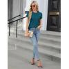 imageBlooming Jelly Womens Dressy Casual Blouses Business Work Tops Summer Short Sleeve Shirts Crew Neck Waffle Kint TshirtsDark Cyan
