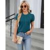 imageBlooming Jelly Womens Dressy Casual Blouses Business Work Tops Summer Short Sleeve Shirts Crew Neck Waffle Kint TshirtsDark Cyan