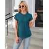 imageBlooming Jelly Womens Dressy Casual Blouses Business Work Tops Summer Short Sleeve Shirts Crew Neck Waffle Kint TshirtsDark Cyan