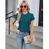 imageBlooming Jelly Womens Dressy Casual Blouses Business Work Tops Summer Short Sleeve Shirts Crew Neck Waffle Kint TshirtsDark Cyan