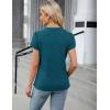 imageBlooming Jelly Womens Dressy Casual Blouses Business Work Tops Summer Short Sleeve Shirts Crew Neck Waffle Kint TshirtsDark Cyan