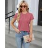 imageBlooming Jelly Womens Dressy Casual Blouses Business Work Tops Summer Short Sleeve Shirts Crew Neck Waffle Kint TshirtsPink