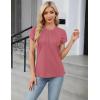 imageBlooming Jelly Womens Dressy Casual Blouses Business Work Tops Summer Short Sleeve Shirts Crew Neck Waffle Kint TshirtsPink