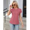 imageBlooming Jelly Womens Dressy Casual Blouses Business Work Tops Summer Short Sleeve Shirts Crew Neck Waffle Kint TshirtsPink