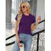 imageBlooming Jelly Womens Dressy Casual Blouses Business Work Tops Summer Short Sleeve Shirts Crew Neck Waffle Kint TshirtsPurple