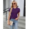 imageBlooming Jelly Womens Dressy Casual Blouses Business Work Tops Summer Short Sleeve Shirts Crew Neck Waffle Kint TshirtsPurple