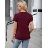 imageBlooming Jelly Womens Dressy Casual Blouses Business Work Tops Summer Short Sleeve Shirts Crew Neck Waffle Kint TshirtsWine Red