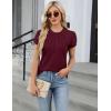 imageBlooming Jelly Womens Dressy Casual Blouses Business Work Tops Summer Short Sleeve Shirts Crew Neck Waffle Kint TshirtsWine Red