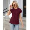 imageBlooming Jelly Womens Dressy Casual Blouses Business Work Tops Summer Short Sleeve Shirts Crew Neck Waffle Kint TshirtsWine Red