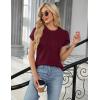 imageBlooming Jelly Womens Dressy Casual Blouses Business Work Tops Summer Short Sleeve Shirts Crew Neck Waffle Kint TshirtsWine Red