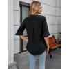 imageBlooming Jelly Womens Dressy Casual Blouses Business Work Tops Summer Tunic 34 Length Sleeve V Neck Shirts Trend OutfitsBlack