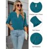 imageBlooming Jelly Womens Dressy Casual Blouses Business Work Tops Summer Tunic 34 Length Sleeve V Neck Shirts Trend OutfitsTurquoise