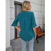 imageBlooming Jelly Womens Dressy Casual Blouses Business Work Tops Summer Tunic 34 Length Sleeve V Neck Shirts Trend OutfitsTurquoise
