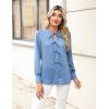 imageBlooming Jelly Womens Dressy Casual Blouses Business Work Tops Tie Front Long Sleeve Shirts 2025 Fall OutfitsGrey Blue