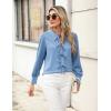 imageBlooming Jelly Womens Dressy Casual Blouses Business Work Tops Tie Front Long Sleeve Shirts 2025 Fall OutfitsGrey Blue