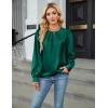 imageBlooming Jelly Womens Dressy Casual Blouses Satin Long Sleeve Shirts Pleated Business Tops Trendy Fall OutfitsDark Green