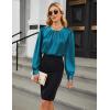 imageBlooming Jelly Womens Dressy Casual Blouses Satin Long Sleeve Shirts Pleated Business Tops Trendy Fall OutfitsTeal