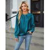 imageBlooming Jelly Womens Dressy Casual Blouses Satin Long Sleeve Shirts Pleated Business Tops Trendy Fall OutfitsTeal