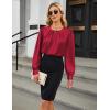 imageBlooming Jelly Womens Dressy Casual Blouses Satin Long Sleeve Shirts Pleated Business Tops Trendy Fall OutfitsWine Red