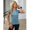 imageBlooming Jelly Womens Dressy Casual Blouses V Neck Ruffle Short Sleeve Dress Shirts Business Casual Pleat 2025 TopsBaby Blue